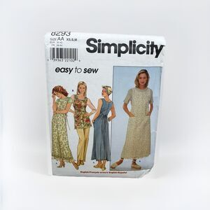 Simplicity 8293 Sewing Pattern Size XS S M Wrap Around Apron Dress Tunic Easy